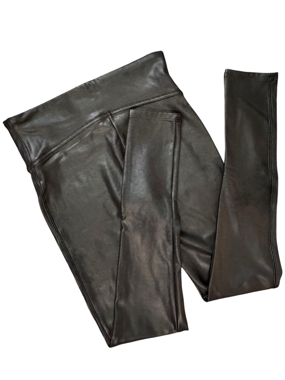 NWT SPANX Faux Leather Leggings Black Petite Size